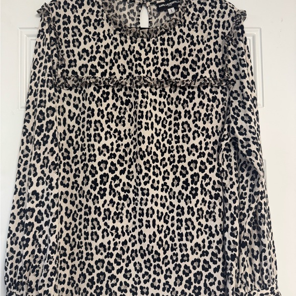 Karl Lagerfeld Tops - Karl Lagerfeld Black, Gray and White Leopard Print Blouse